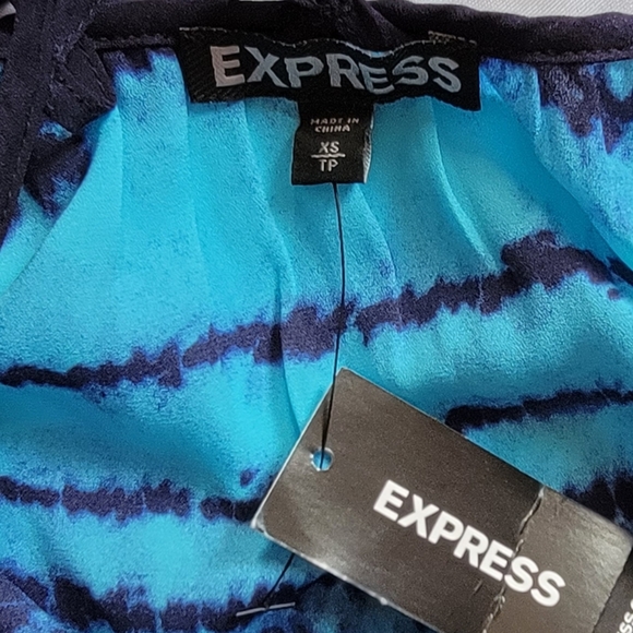 NWT EXPRESS stripe dyed criss cross back flutter sleeve silky blouse - Picture 3 of 10